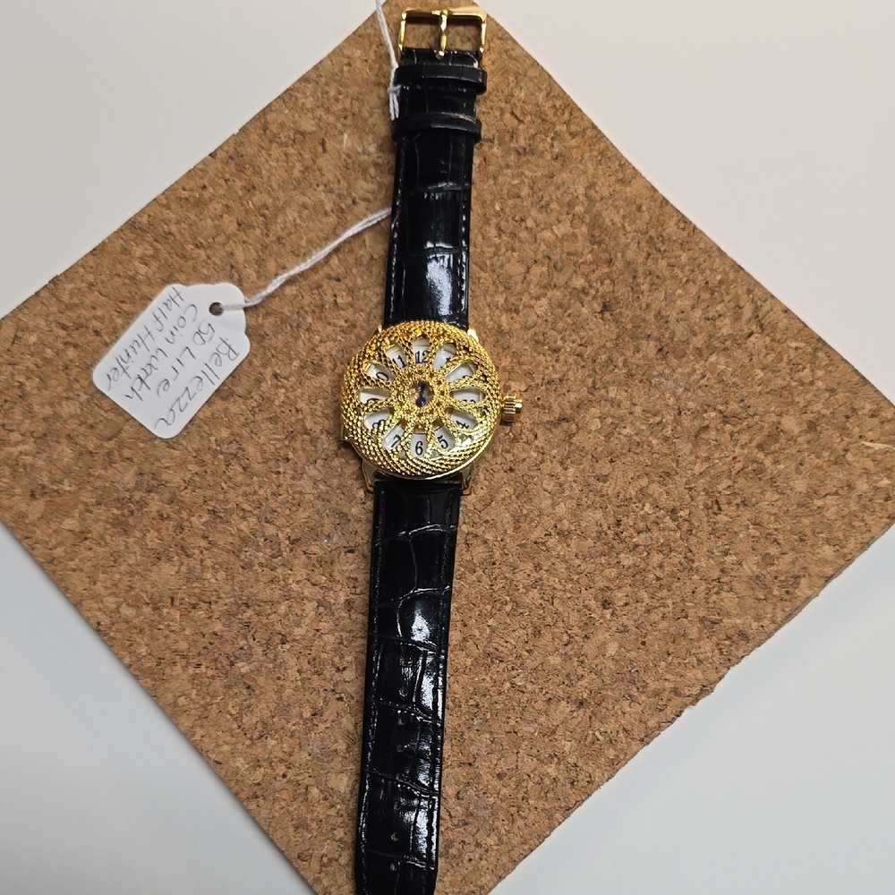 Bellezza 50 Lira coin watch half-hunter design-Snap open case design leather